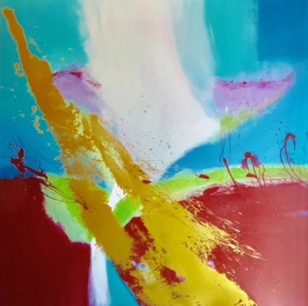 Diana Achtzig: Zelllandschaft mit Rot Acrylfarbe auf Leinwand, 100 x 100 cm, 2017 Prenzlauer Berg Berlin, 1.600 €