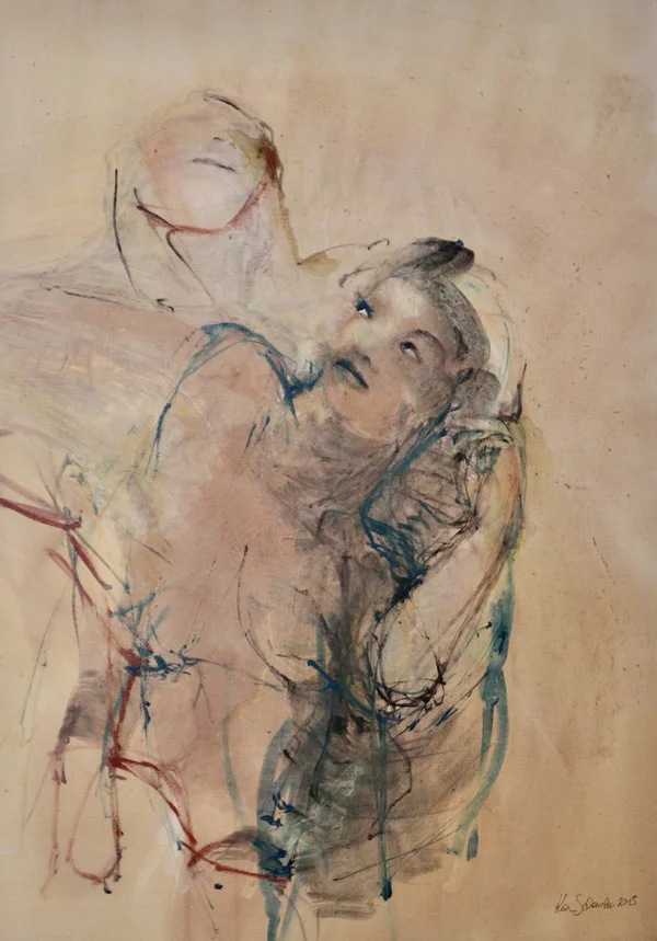 Figurative Kunst Kaufen, Liebespaar Bild, handgemalt, von Karin Scheucher, Acryl auf Leinwand Paar 2