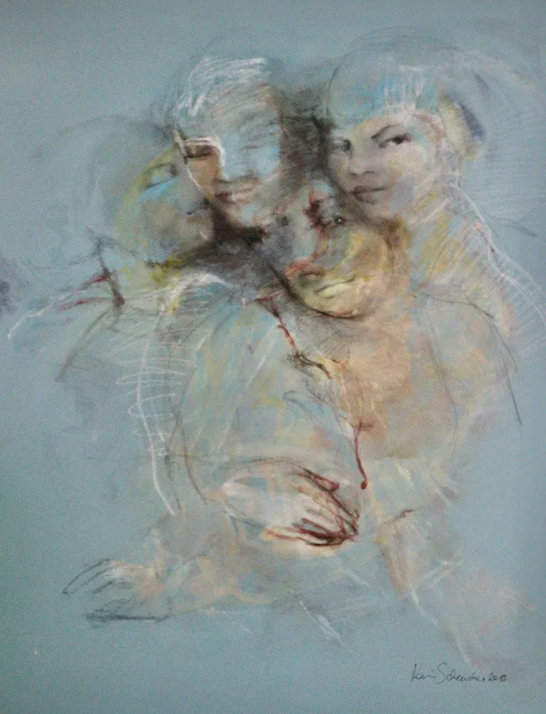 Figurative Kunst Kaufen, Liebespaar Bild, handgemalt, von Karin Scheucher, Acryl auf Leinwand Märchenmenschen 2