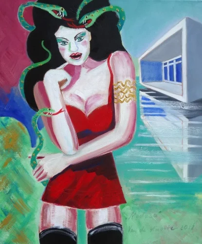 Van de Amoste: Medusa, Ölfarbe auf Leinwand, 60 x 50 cm, 2018, <br>Preis: 1.000 €