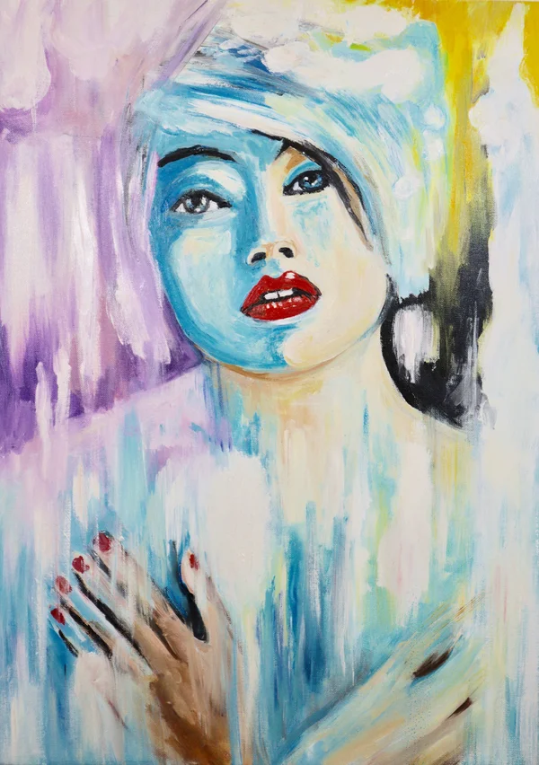Kunst kaufen Mädchen Portrait Anna Fengje: "Verträumt", Ölfarbe auf Leinwand, 70 x 50 cm, Berlin 2022, 1.200 €.