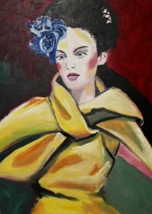 VERKAUFT: Original Kunst kaufen - Lifestyle der Modezeitschrift Vogue II., 70 x 50 cm, Ölfarbe auf Leinwand, Berlin 2020, 1.000 €