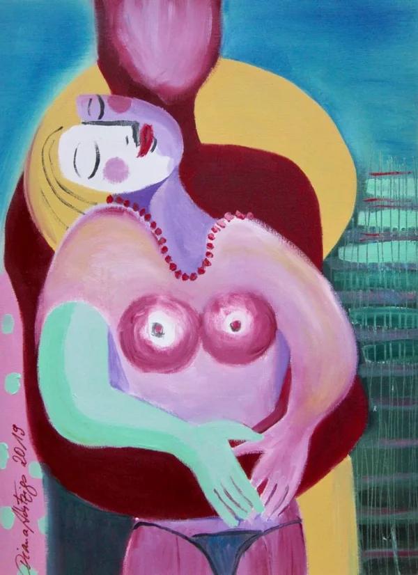Diana Achtzig Hommage an Pablo Picasso II., Ölfarbe auf Papier, 56 x 42 cm, Berlin 2019