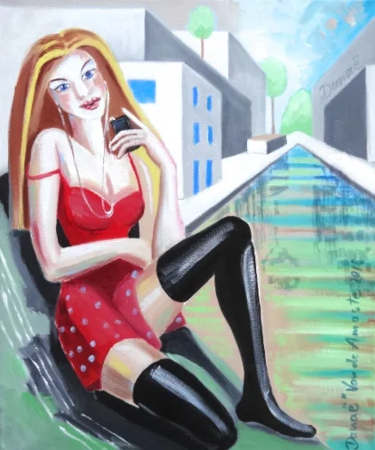 Van de Amoste: Danaë, Ölfarbe auf Leinwand, 60 x 50 cm, 2018, <br>Preis: 1.000 €