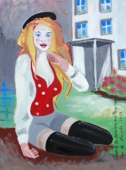 VERKAUFT: Van de Amoste: Cundrie la Surziere, Ölfarbe auf Leinwand, 80 x 60 cm, 2018, Preis: 1.200 €
