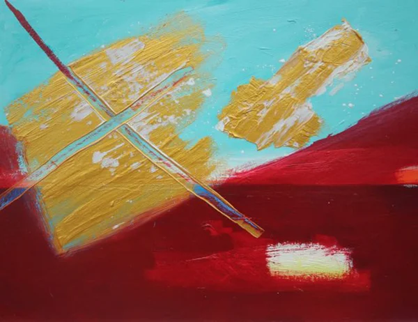 Künstlerin Diana Achtzig: Abstrakte Harmonie in Gold, Ölfarbe auf Malpappe, Querformat: 36 x 48 cm, 2019, 140 €, wird per Post versendet.