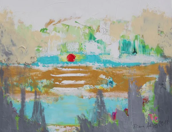 Künstlerin Diana Achtzig: Frühlingssonne am See in Charlottenburg, Acrylfarbe auf Leinwand, Querformat: 100 x 120 cm, 2018, 999 €. Das abstrakte Kunstwerk wird nicht per Post verschickt! Der Preis is…