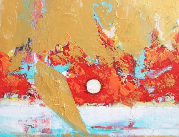 Künstlerin Diana Achtzig: Sonne am Meer, Acrylfarbe auf Leinwand, Würfelformat: 50 x 50 cm, 2012, 140 €, wird per Post versendet