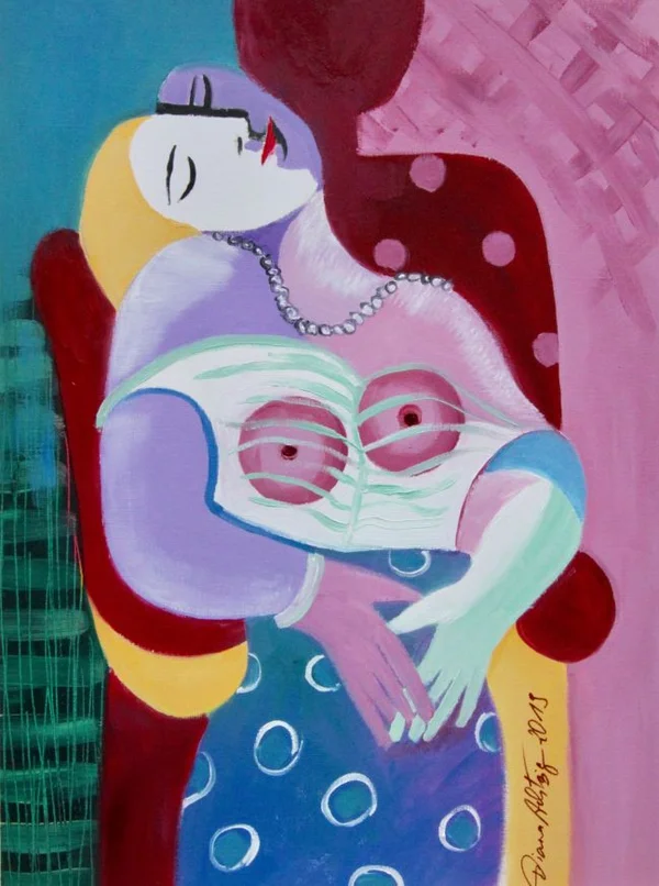 Diana Achtzig Hommage an Pablo Picasso I., Ölfarbe auf Papier, 56 x 42 cm, Berlin 2019