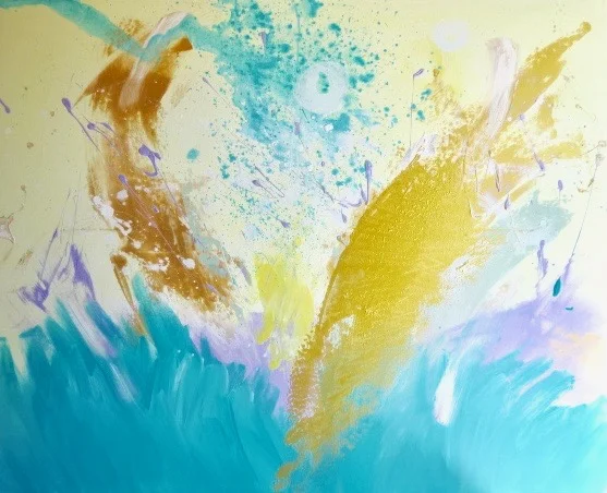 Diana Achtzig: Goldene Urzelle, Acrylfarbe auf Leinwand, 80 x 100 cm, 2017 Prenzlauer Berg Berlin, 1.200 €